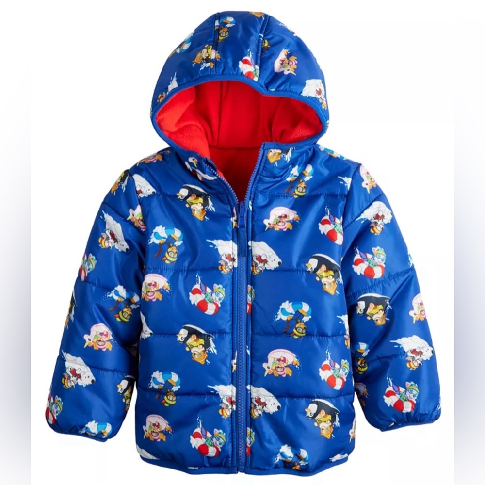 NEW Toddler Paw Patrol Reversible Toddler Boys Puffer Jacket Hooded